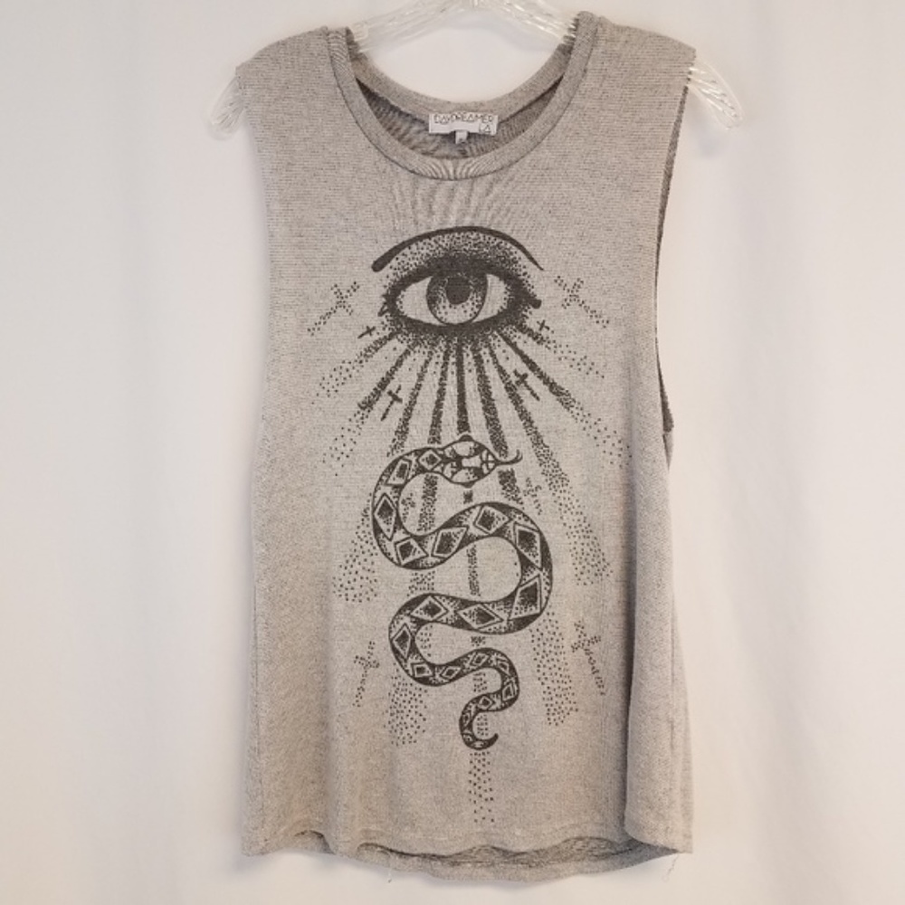 Daydreamer Gray Sleeveless Graphic Tank Size S NEW